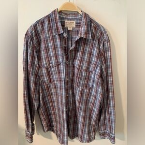 Filson Feathercloth Shirt, XL. Red White and Blue Check